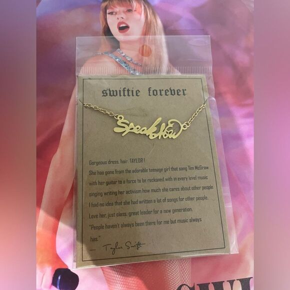 Taylor Swift necklace SPEAK NOW, gold color, NEW - Picture 1 of 4